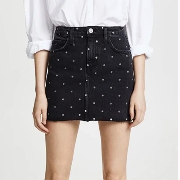 Current/Elliott Dresses & Skirts - Current/Elliott 5-Pocket Denim Polka Dot Miniskirt 28 NWT